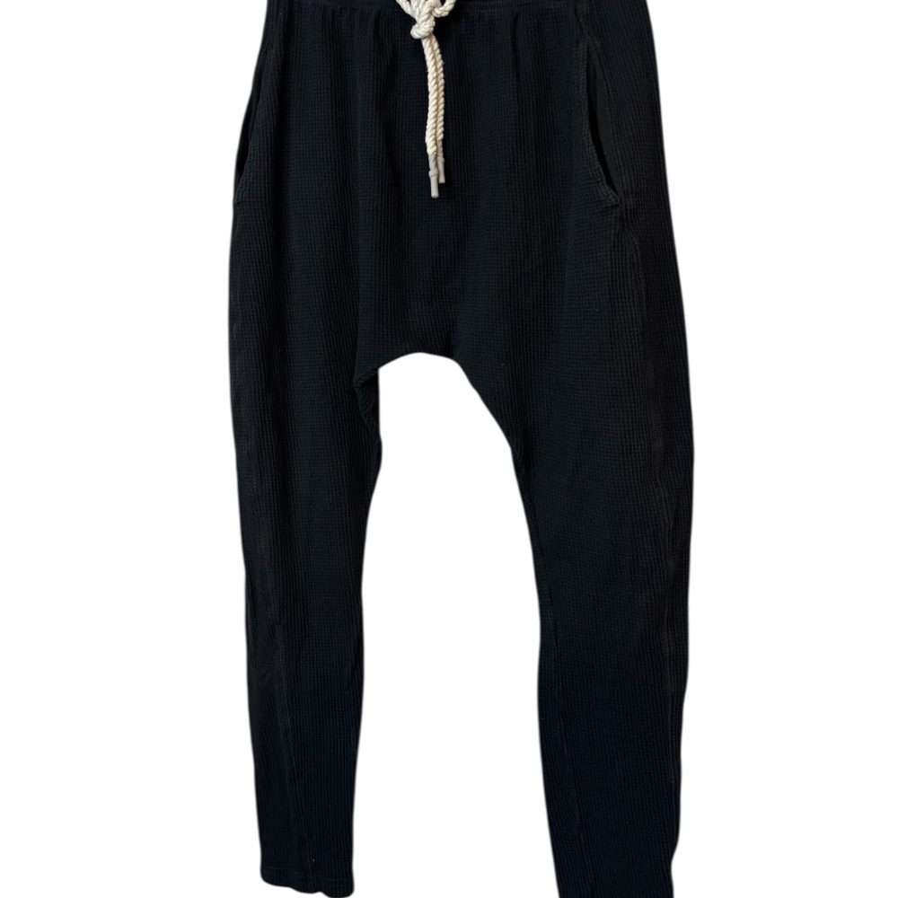 Bassike Black Waffle Knit Drop Crotch Pants 100% cotton Women’s Size S - Picture 3 of 5